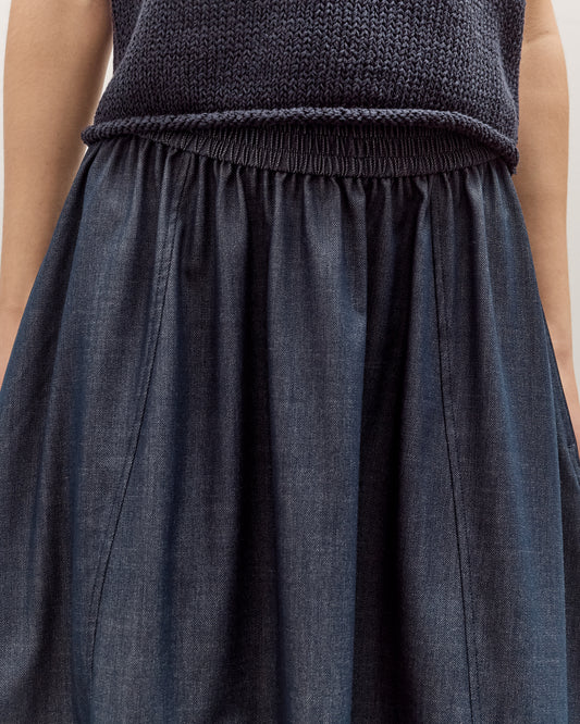 Mijeong Park Denim Balloon Midi Skirt, Navy