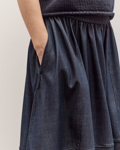 Mijeong Park Denim Balloon Midi Skirt, Navy