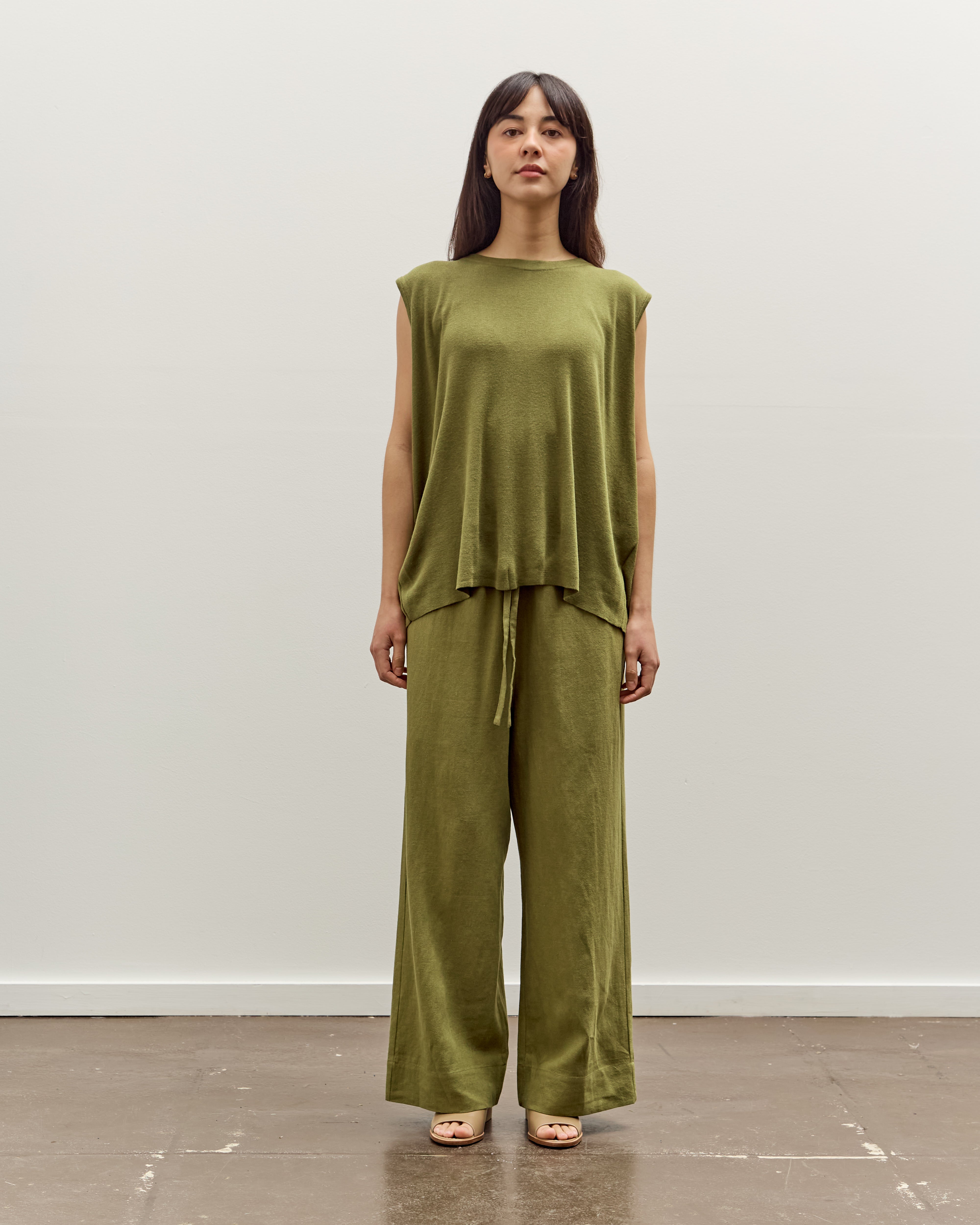 Mijeong Park Linen Blend Cropped Pants, Green – Glasswing