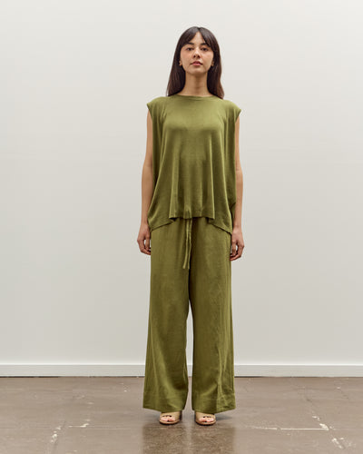 Mijeong Park Linen Blend Cropped Pants, Green