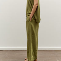 Mijeong Park Linen Blend Cropped Pants, Green