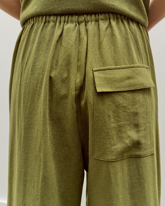 Mijeong Park Linen Blend Cropped Pants, Green