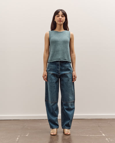Mijeong Park Barrel Leg Patch Denim, Blue
