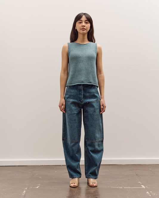 Mijeong Park Barrel Leg Patch Denim, Blue