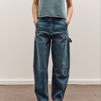 Mijeong Park Barrel Leg Patch Denim, Blue