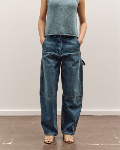 Mijeong Park Barrel Leg Patch Denim, Blue