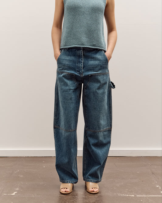 Mijeong Park Barrel Leg Patch Denim, Blue
