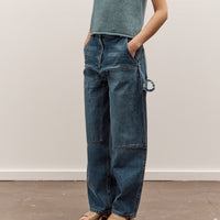 Mijeong Park Barrel Leg Patch Denim, Blue