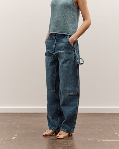 Mijeong Park Barrel Leg Patch Denim, Blue