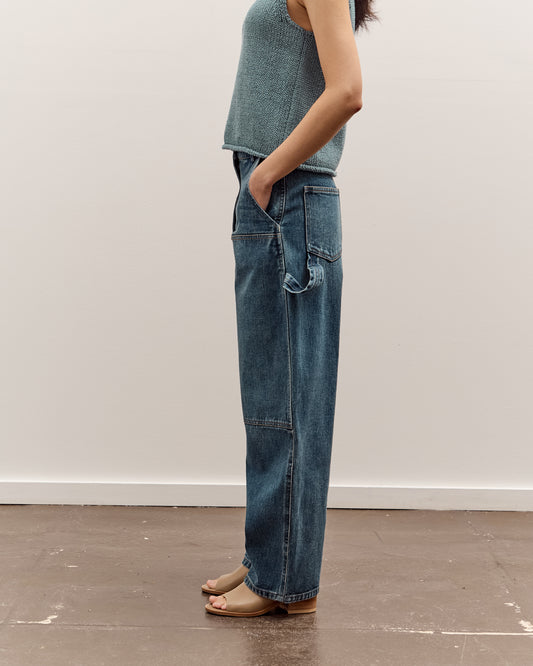 Mijeong Park Barrel Leg Patch Denim, Blue
