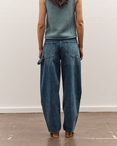 Mijeong Park Barrel Leg Patch Denim, Blue