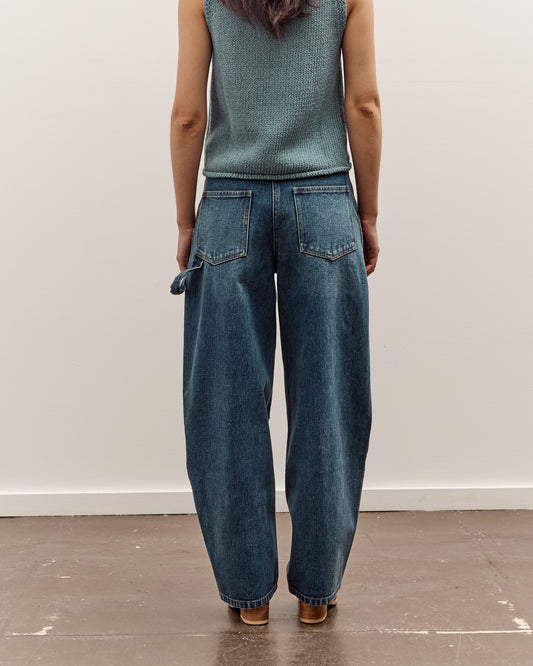 Mijeong Park Barrel Leg Patch Denim, Blue