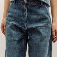 Mijeong Park Barrel Leg Patch Denim, Blue