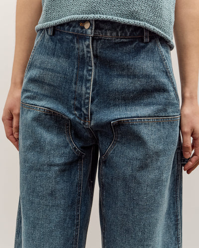 Mijeong Park Barrel Leg Patch Denim, Blue