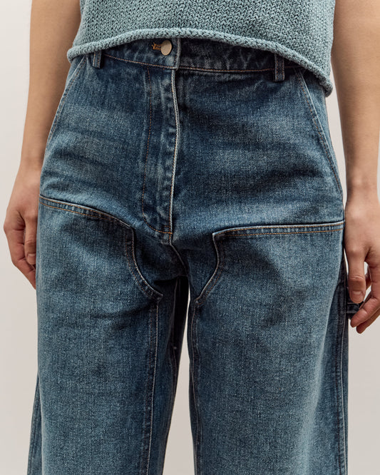 Mijeong Park Barrel Leg Patch Denim, Blue