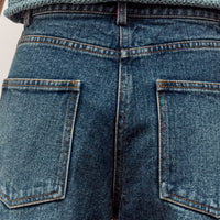 Mijeong Park Barrel Leg Patch Denim, Blue