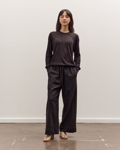 Mijeong Park Semi Sheer Linen Blend Knit Top, Black