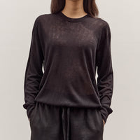 Mijeong Park Semi Sheer Linen Blend Knit Top, Black