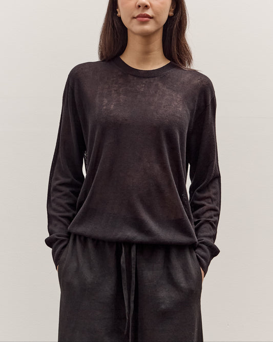 Mijeong Park Semi Sheer Linen Blend Knit Top, Black
