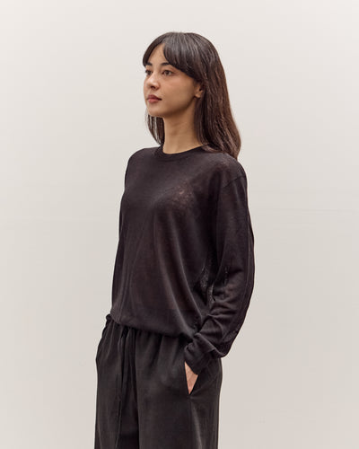 Mijeong Park Semi Sheer Linen Blend Knit Top, Black
