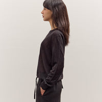Mijeong Park Semi Sheer Linen Blend Knit Top, Black