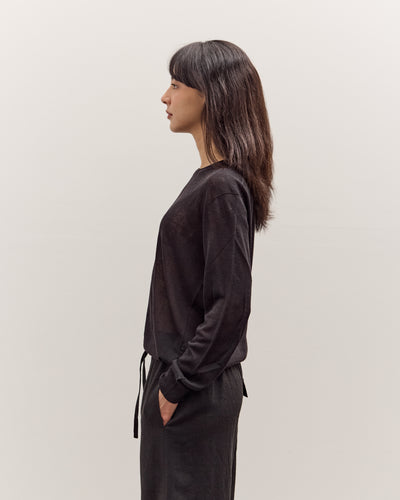 Mijeong Park Semi Sheer Linen Blend Knit Top, Black