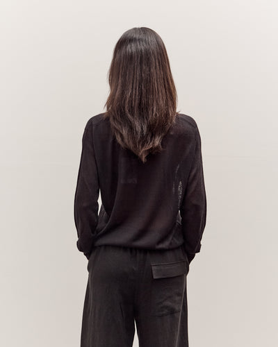 Mijeong Park Semi Sheer Linen Blend Knit Top, Black