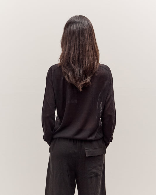 Mijeong Park Semi Sheer Linen Blend Knit Top, Black