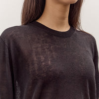 Mijeong Park Semi Sheer Linen Blend Knit Top, Black