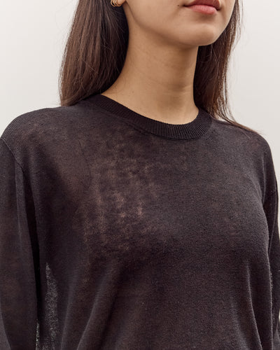 Mijeong Park Semi Sheer Linen Blend Knit Top, Black