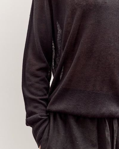 Mijeong Park Semi Sheer Linen Blend Knit Top, Black
