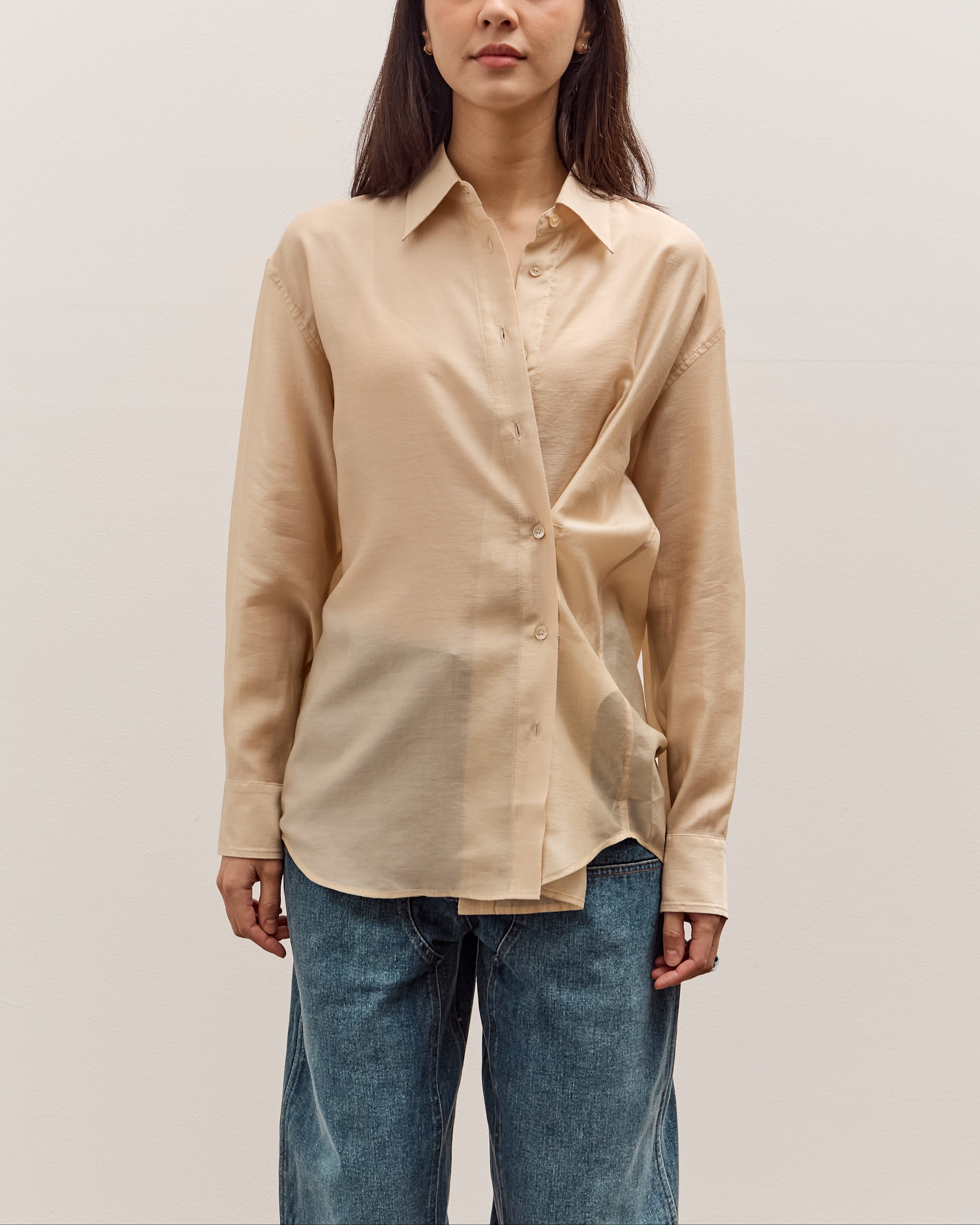 Mijeong Park Semi-Sheer Shirt, Beige – Glasswing