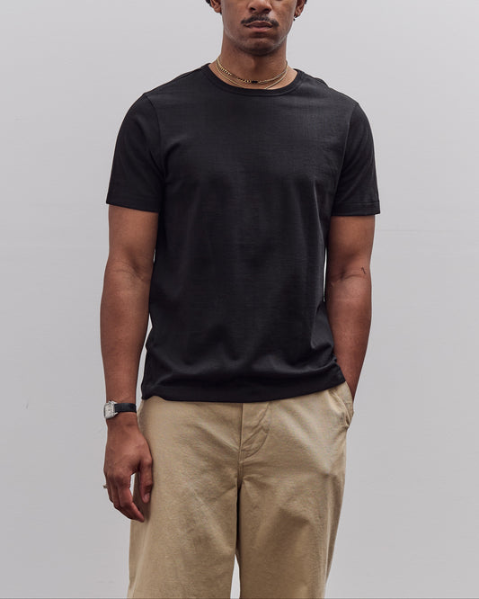 Merz b. Schwanen 215 Loopwheeled Cotton T-Shirt, Deep Black
