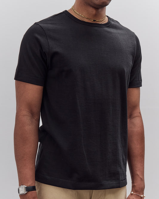215 Loopwheeled Cotton T-Shirt, Deep Black