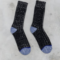 Merz b. Schwanen Merino Wool Socks, Deep Black / Nature