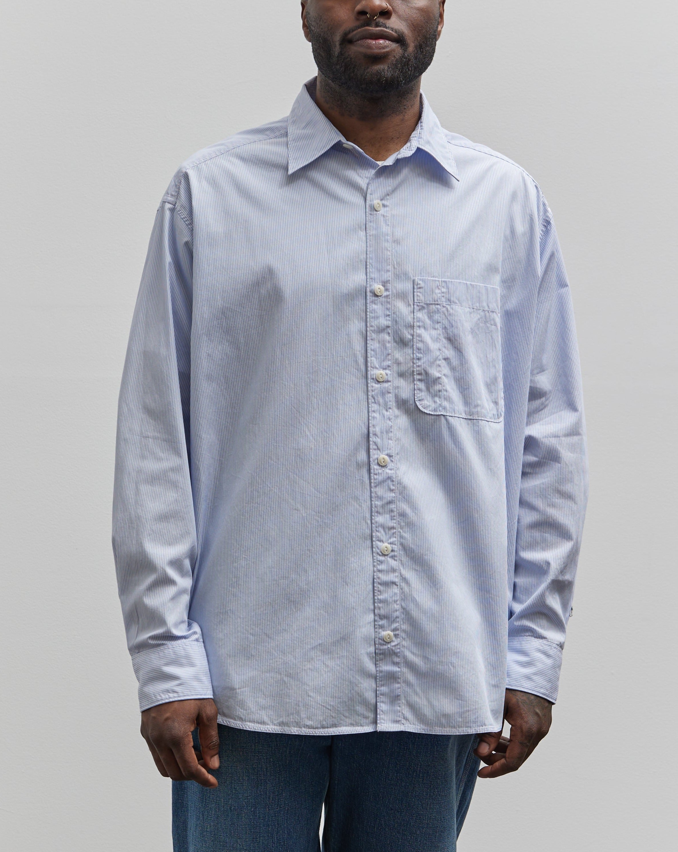 Merz b. Schwanen Oversized Unisex Shirt, White/Blue – Glasswing