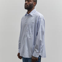 Merz b. Schwanen Oversized Unisex Shirt, White/Denim Blue