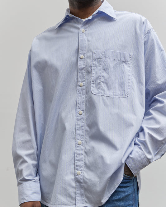 Merz b. Schwanen Oversized Unisex Shirt, White/Denim Blue