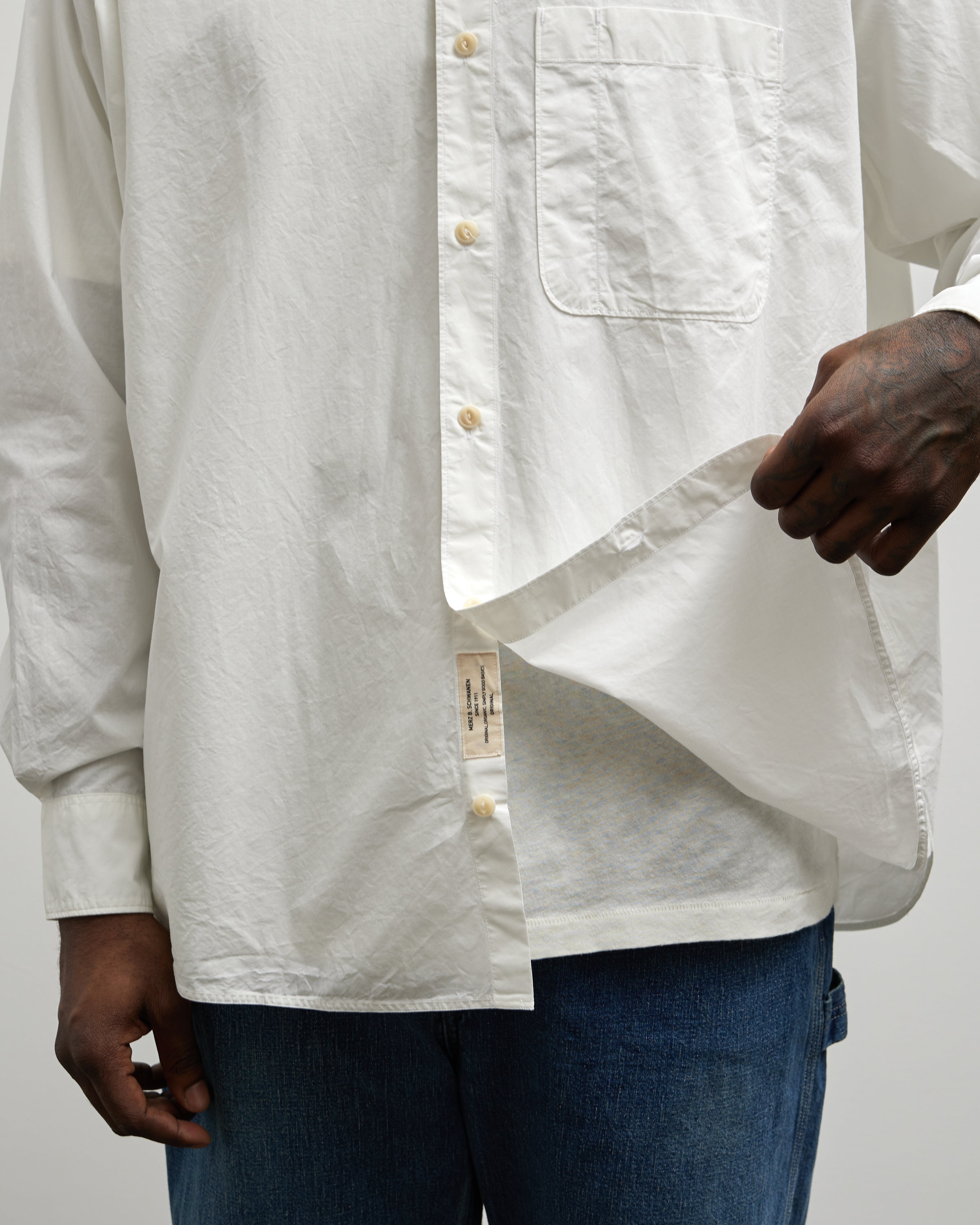 Merz b. Schwanen Oversized Unisex Shirt, White – Glasswing