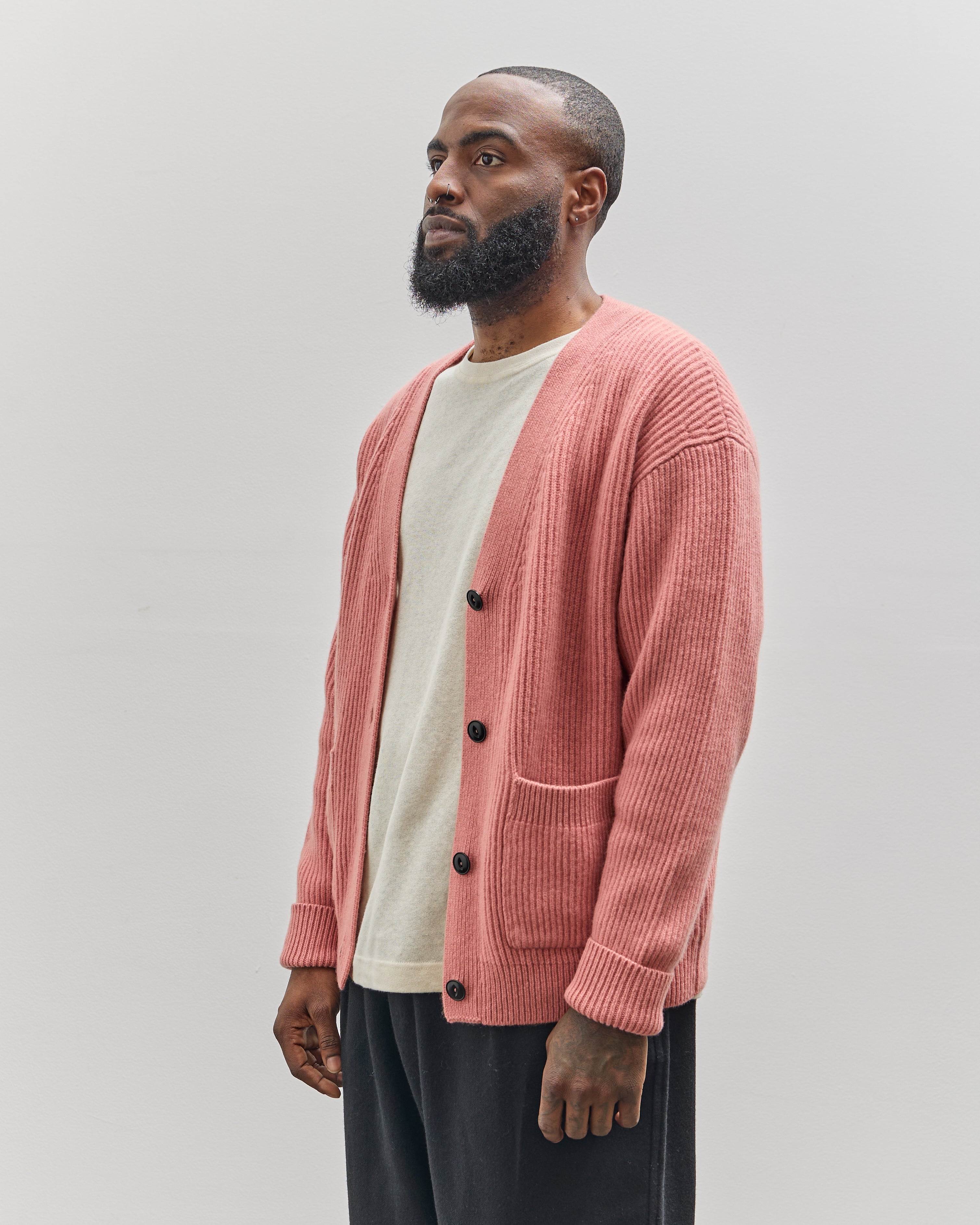 Merz b. Schwanen Unisex Relaxed Fit Cardigan, Rosewood – Glasswing