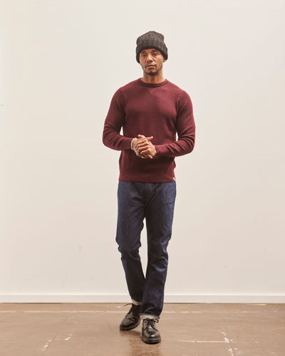 Merz b. Schwanen Ribbed Crewneck Pullover, Burgundy