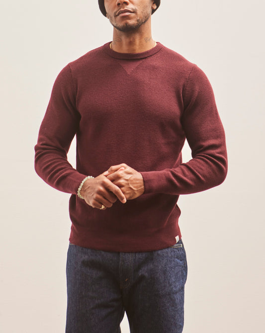 Merz b. Schwanen Ribbed Crewneck Pullover, Burgundy