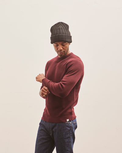 Merz b. Schwanen Ribbed Crewneck Pullover, Burgundy