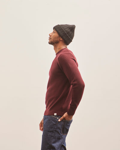 Merz b. Schwanen Ribbed Crewneck Pullover, Burgundy