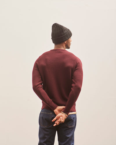 Merz b. Schwanen Ribbed Crewneck Pullover, Burgundy