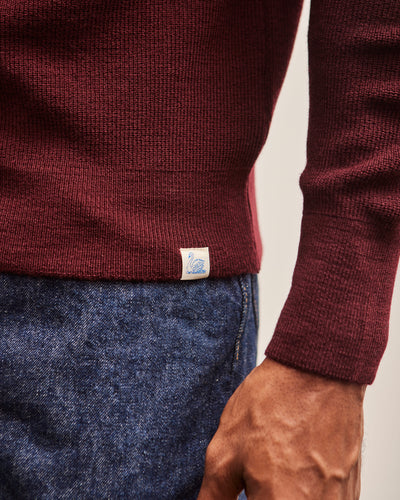 Merz b. Schwanen Ribbed Crewneck Pullover, Burgundy