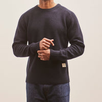 Merz b. Schwanen Ribbed Crewneck Pullover, Dark Navy