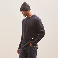 Merz b. Schwanen Ribbed Crewneck Pullover, Dark Navy