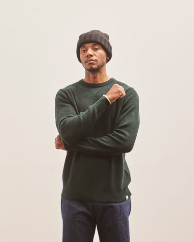 Merz b. Schwanen Ribbed Crewneck Pullover, Dark Teal