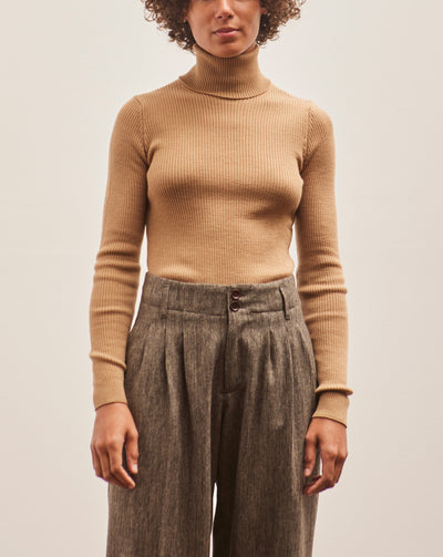 Merz b. Schwanen Ribbed Turtleneck Pullover, Toffee